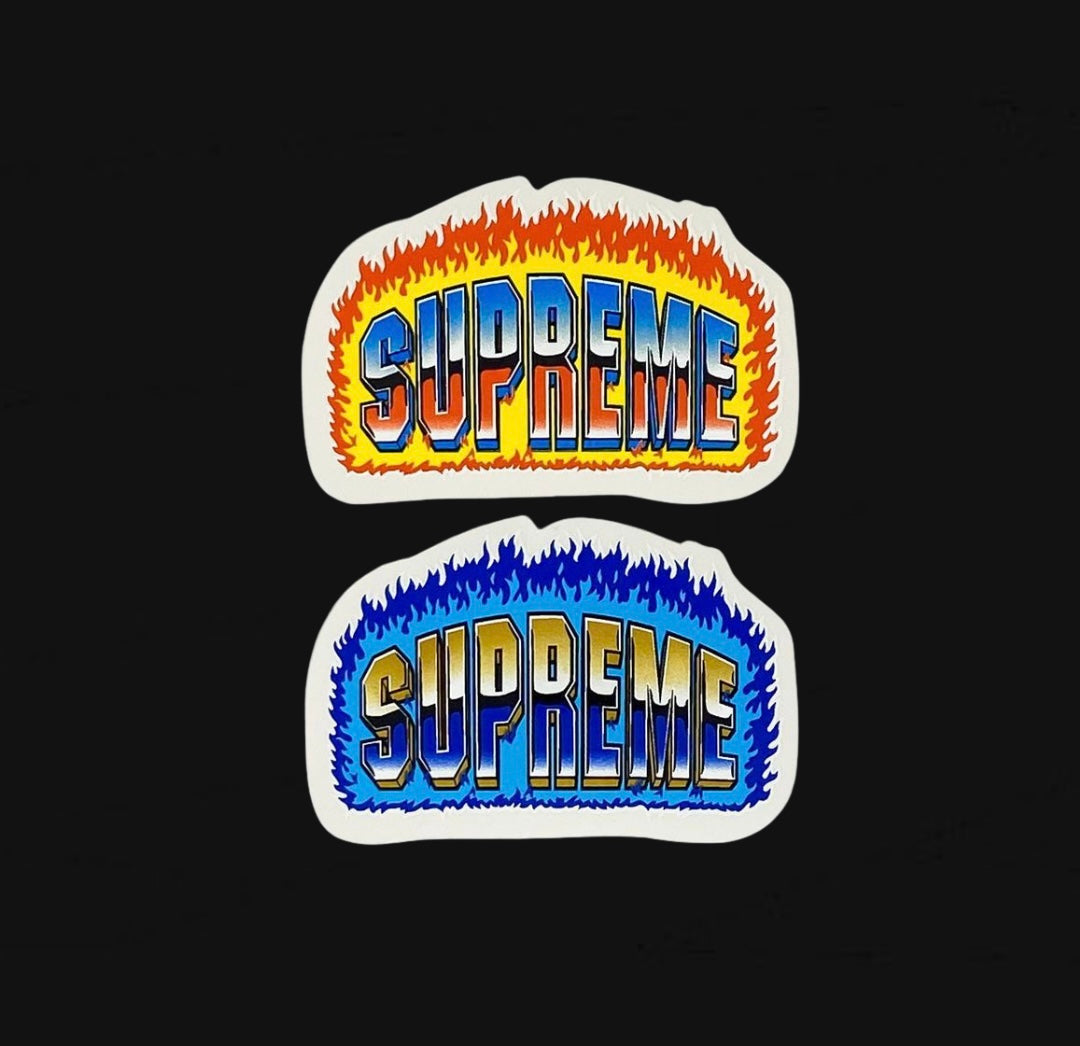 Supreme Chrome Fire Sticker