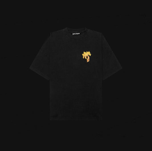 Palm Angels Burning Palm Over Tee Black/Gold