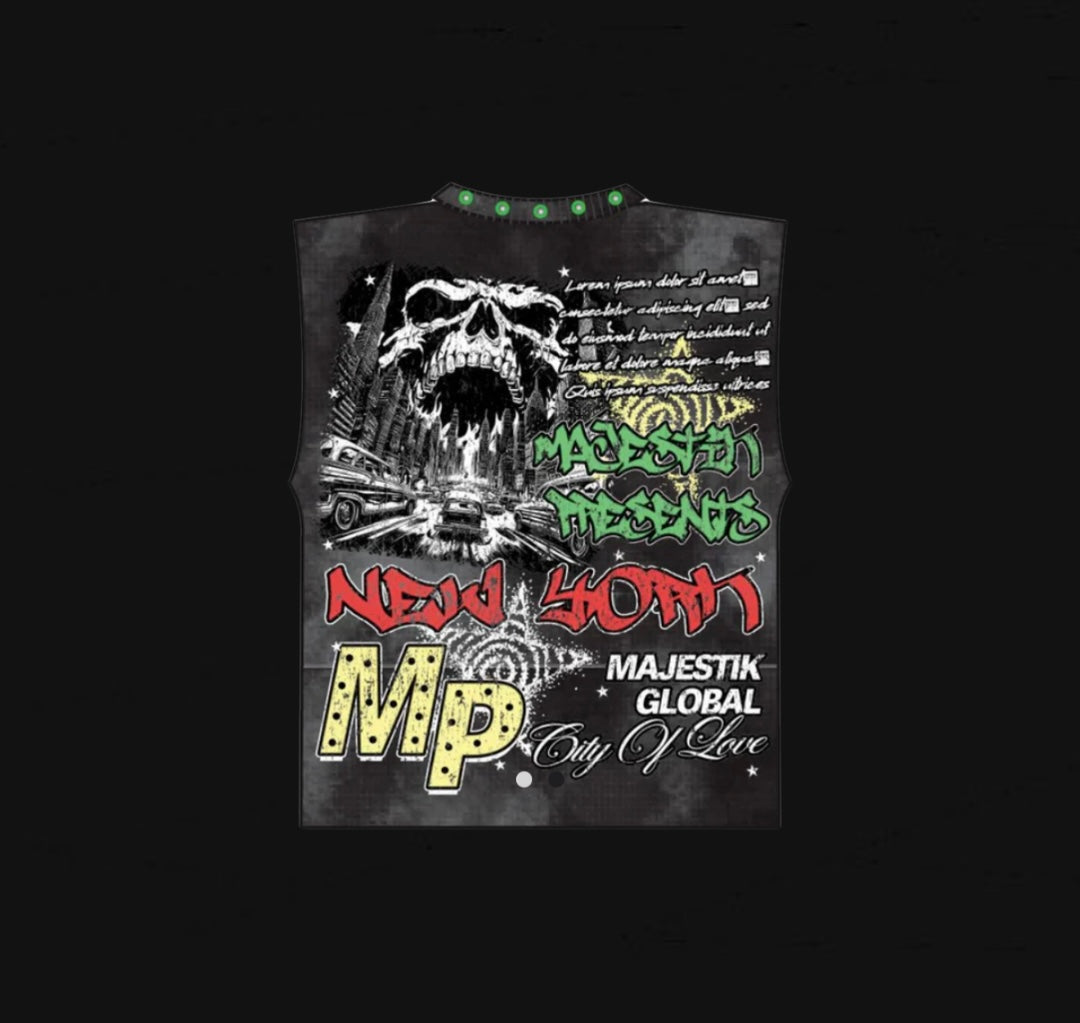 Majestik Monster Black Green Sleeveless Tee