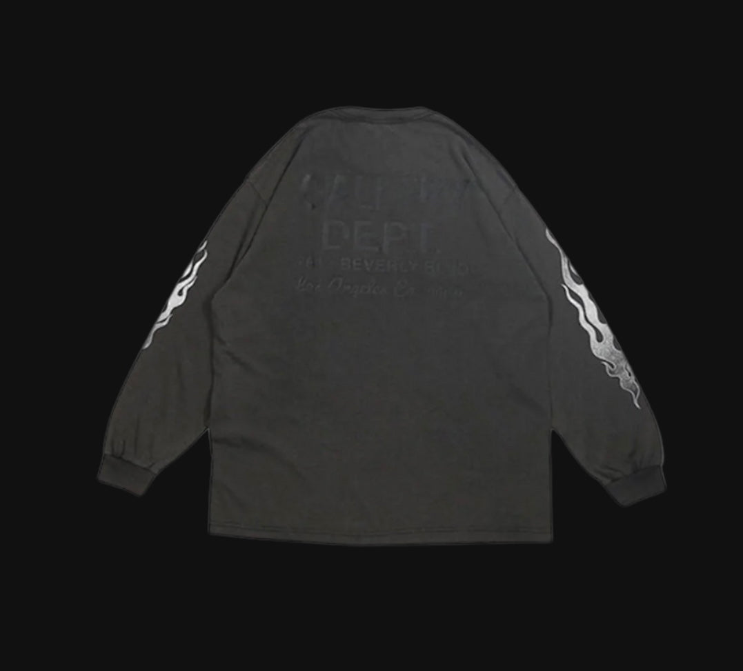 Gallery Dept. Grey Flames Logo L/S Tee