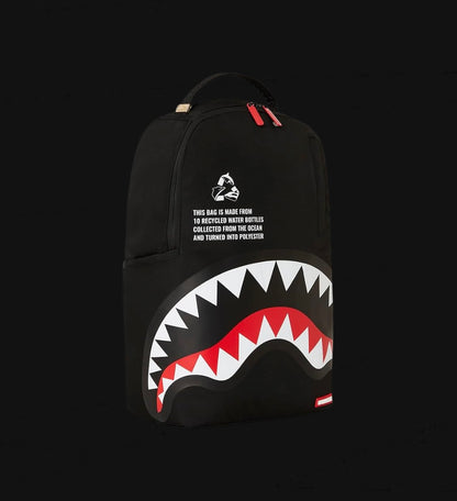 SprayGround Black Recycled Core Shark Bagpack
