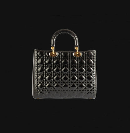 Christian Dior Black Patent Cannage Leather Bag [Pre-Owned]