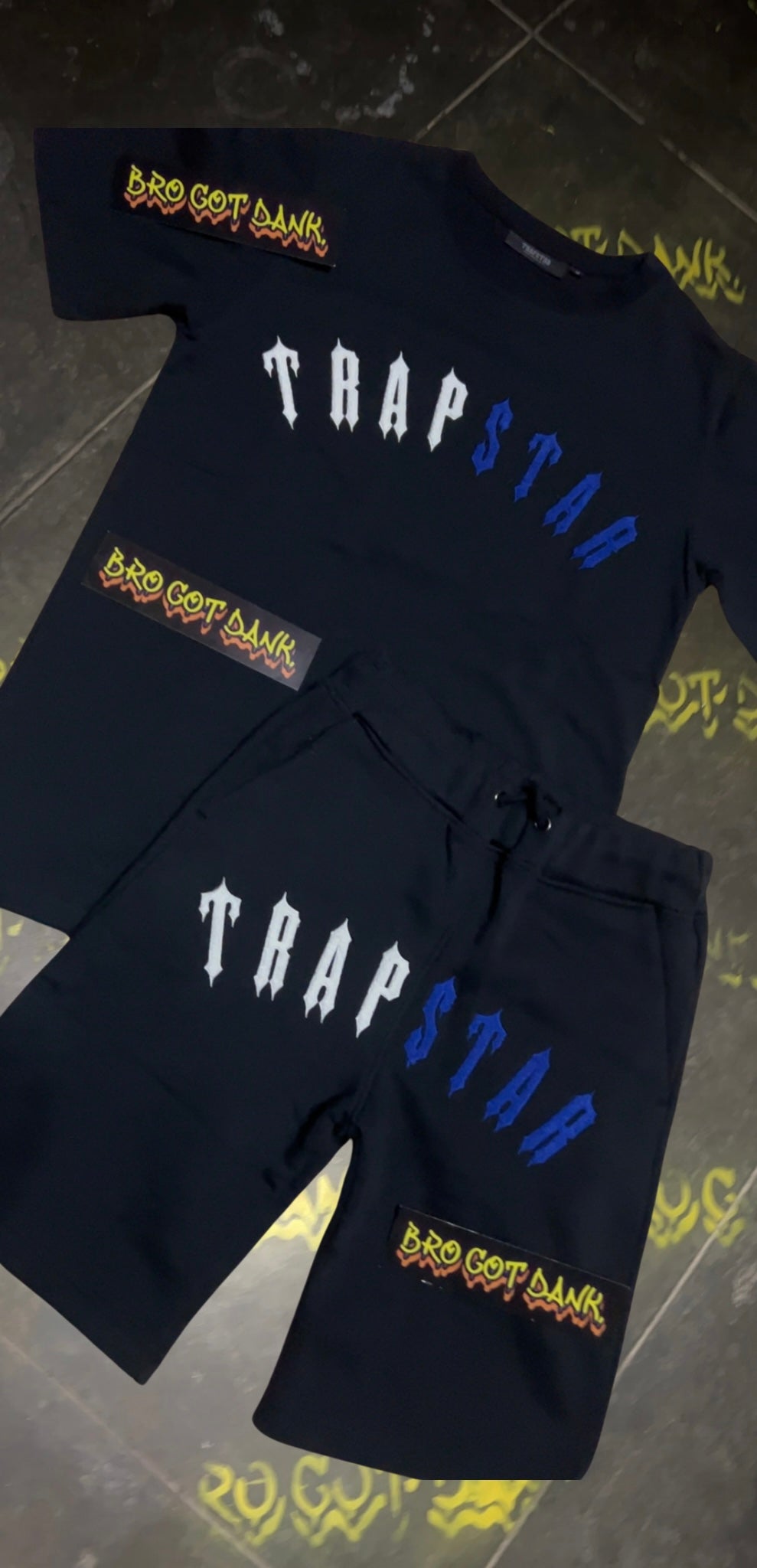 Trapstar Irongate Arch Chenille Tee and Shorts set Black