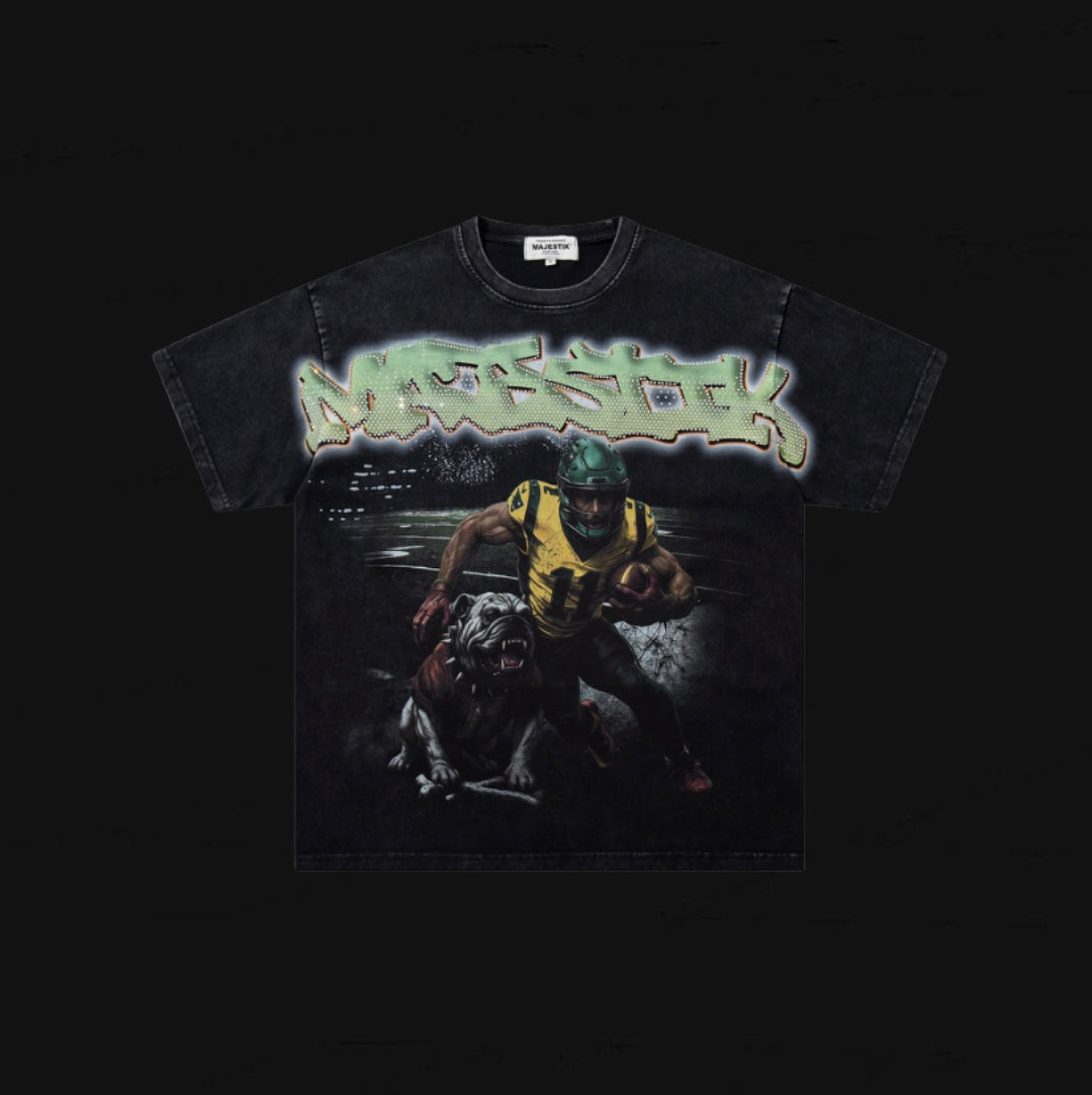 Majestik Bulldog Football Graphic Crop Tee