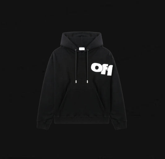 Off White Logo Hoodie Black