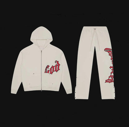 Godspeed OG logo V2 Sweatsuit “Bone/Red”