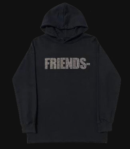 Vlone FRIENDS Rhinestone Hoodie Black