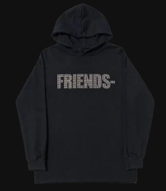 Vlone FRIENDS Rhinestone Hoodie Black