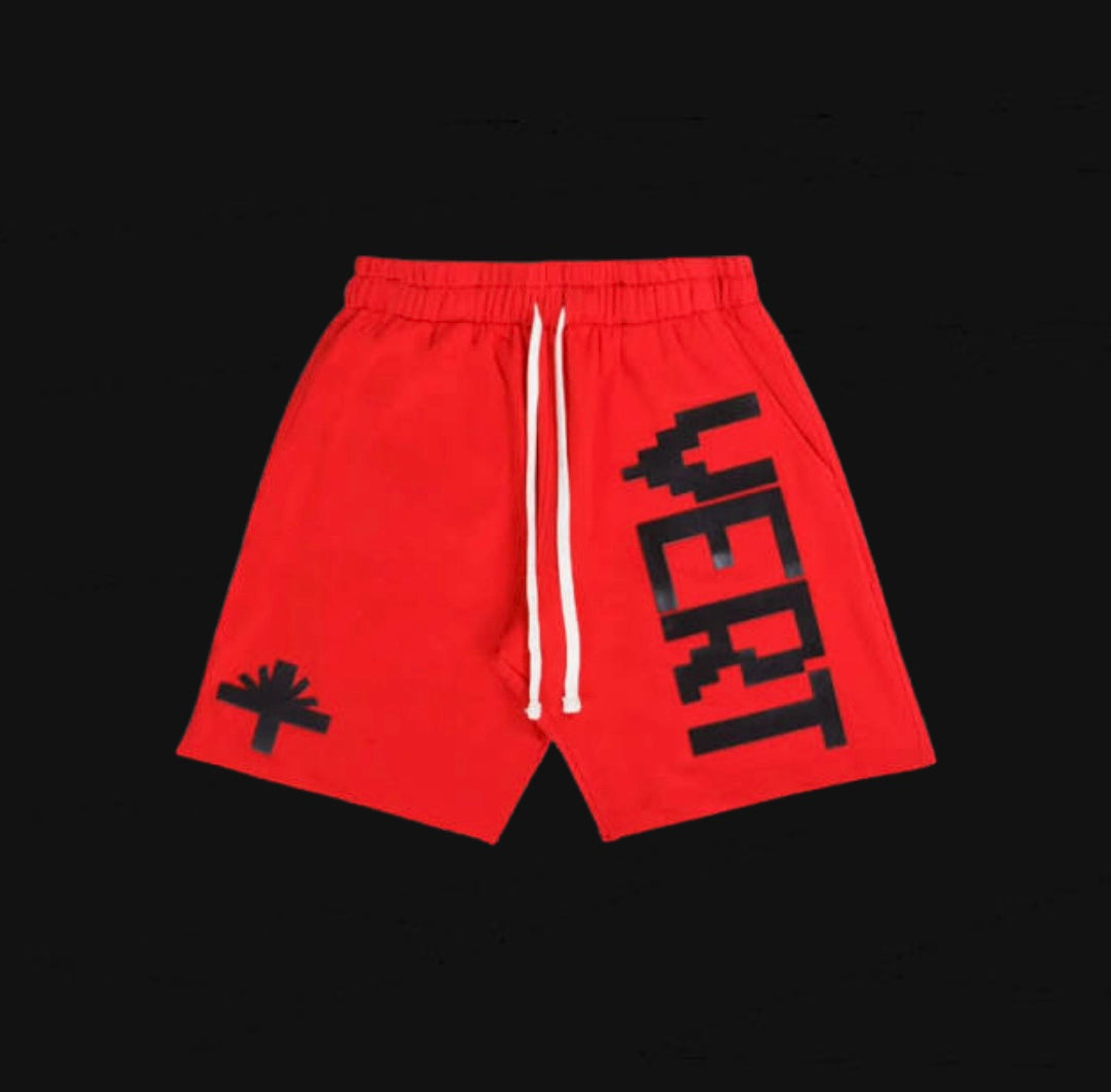 Vertebrae Sweat Shorts Red/Black