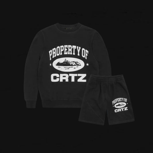 Corteiz Property of Crtz Shorts and Sweat Set black