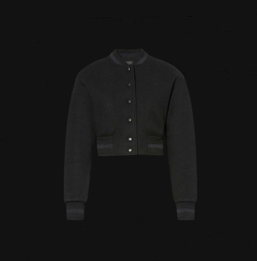 Givenchy Logo Embroidered Wool Bomber Jacket Rhinestone