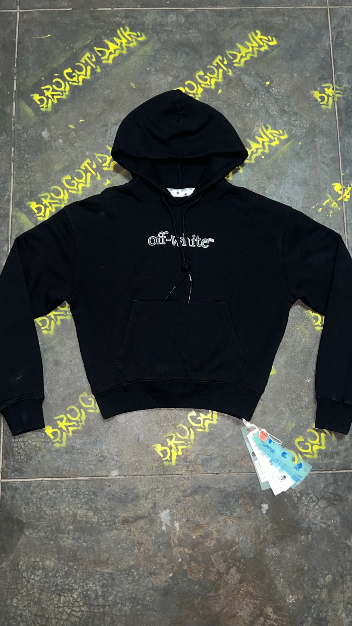 Off White Slant Logo Over Hoodie Black