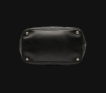 Chanel Cambon Line Matelasse Handbag Black White Leather