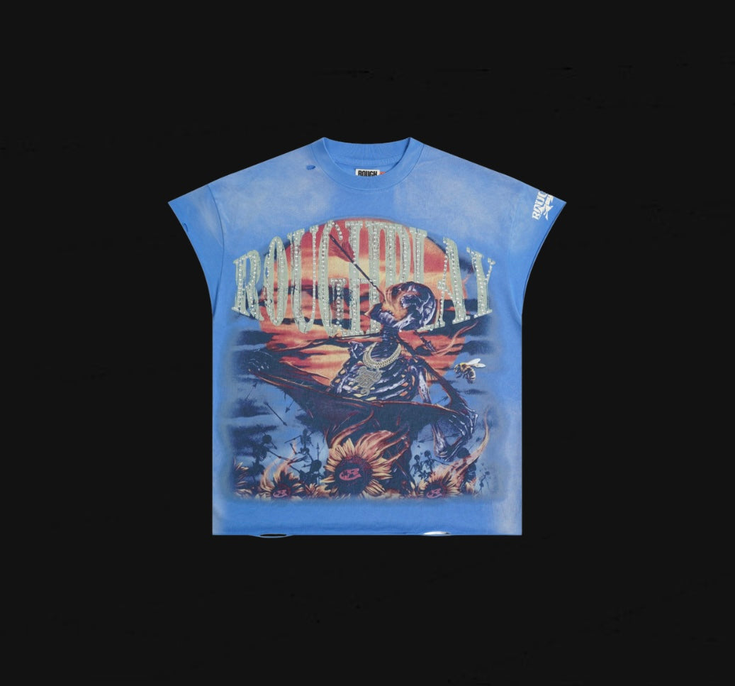 RoughPlay Bandaid Skeleton Bling Sleeveless Tee