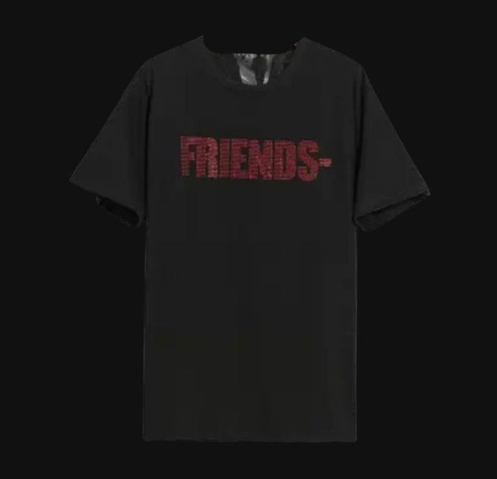 Vlone Friends Rhinestone Swarovski (crystals) Tee Black/Red