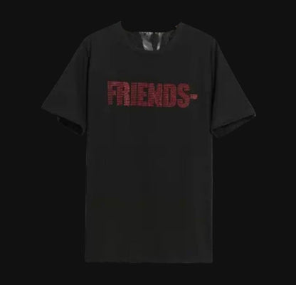 Vlone Friends Rhinestone Swarovski (crystals) Tee Black/Red