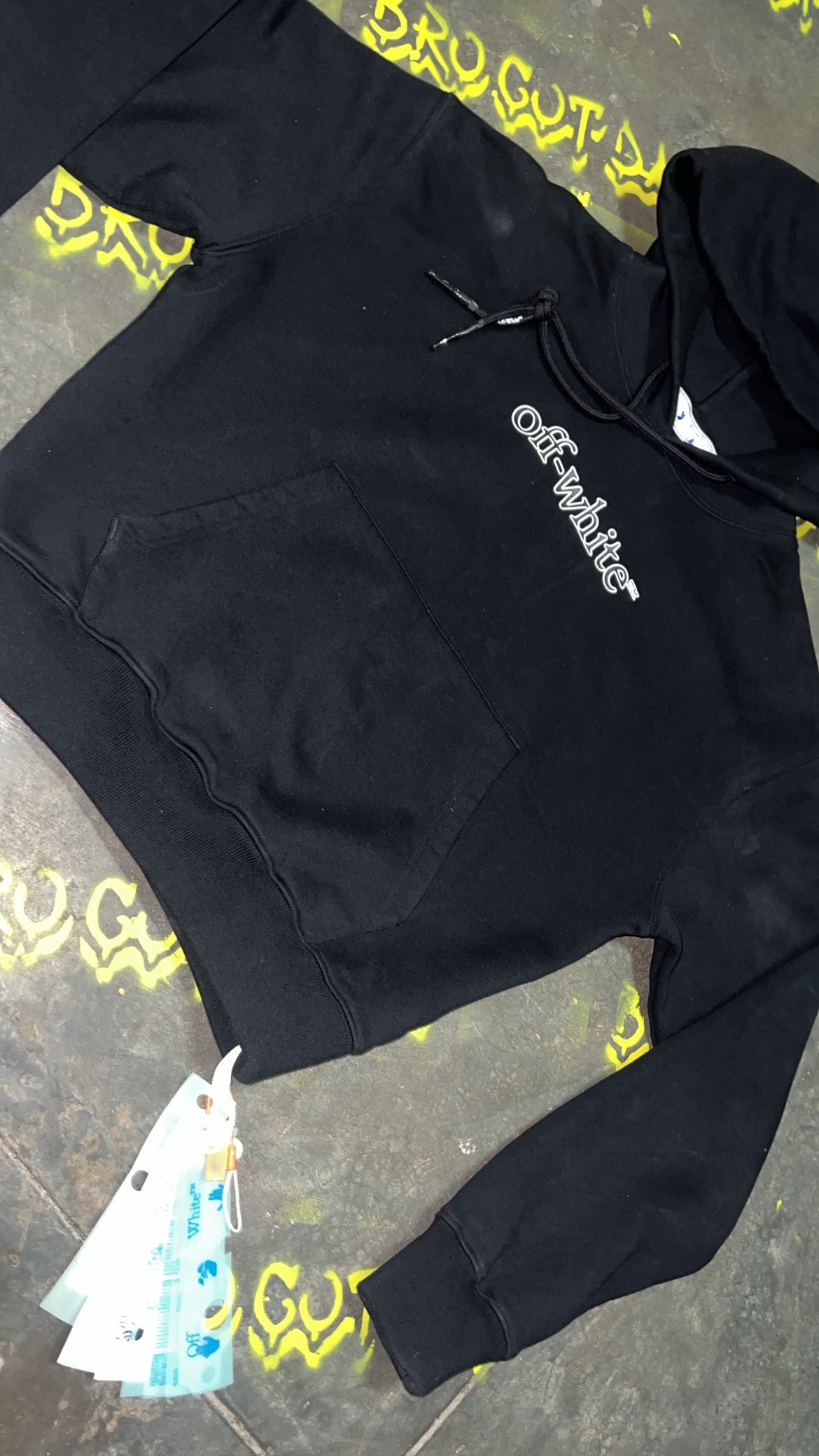 Off White Slant Logo Over Hoodie Black