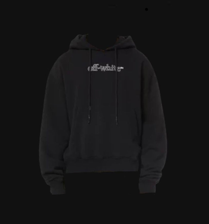 Off White Slant Logo Over Hoodie Black