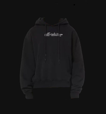 Off White Slant Logo Over Hoodie Black