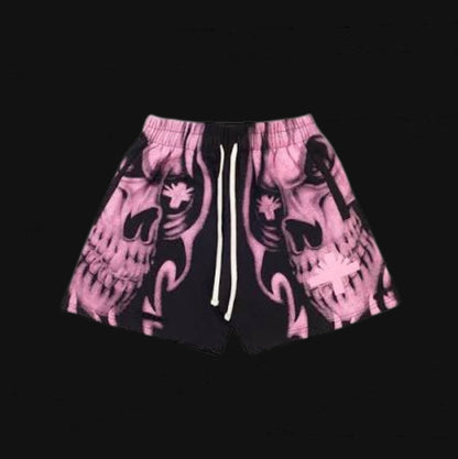 Vertebrae Skull Face Shorts Black/Pink