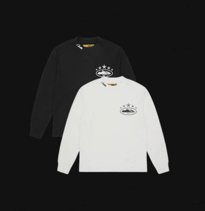 Corteiz 5 Star Alcatraz Waffle L/S White & Black