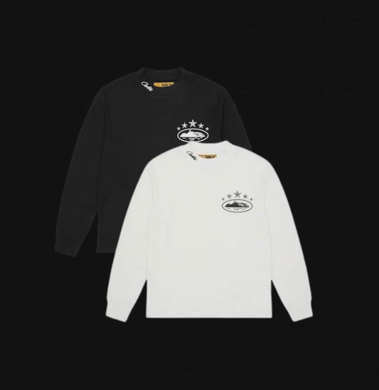 Corteiz 5 Star Alcatraz Waffle L/S White & Black