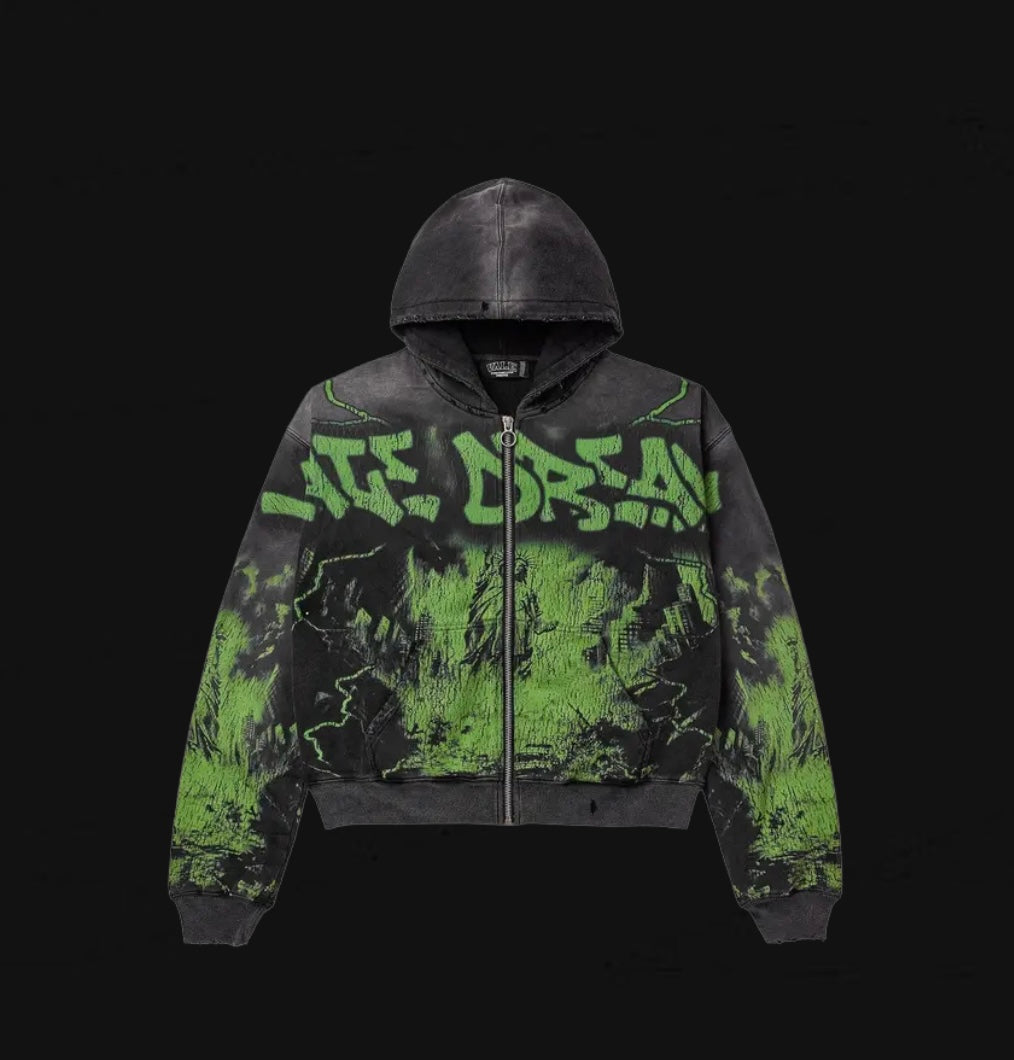 Vale Forever Nightmare Zip Up Hoodie Black/Green