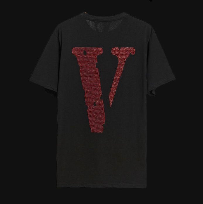 Vlone Friends Rhinestone Swarovski (crystals) Tee Black/Red