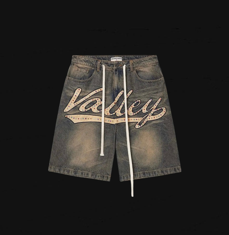 Vale Forever Skittles Embroidered Denim Shorts