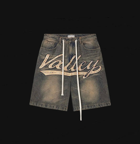 Vale Forever Skittles Embroidered Denim Shorts