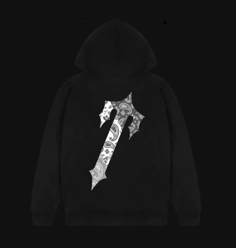 Trapstar Decoded Monochrome Paisley Hoodie Black