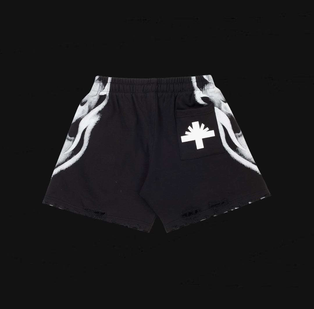 Vertebrae Skull Face Shorts Black/White