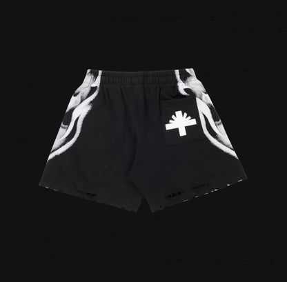 Vertebrae Skull Face Shorts Black/White