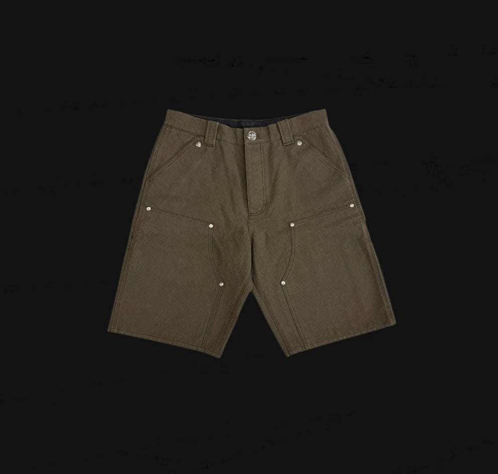 Chrome Hearts Brown Cross Leather Patch Shorts