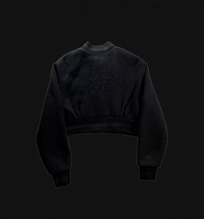 Givenchy Logo Embroidered Wool Bomber Jacket Rhinestone